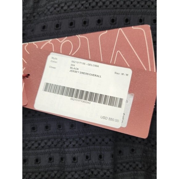 New Max Mara Studio Gelosia Maxi Dress Eyelet Crochet/Jersey Knit Black Medium - Picture 3 of 4